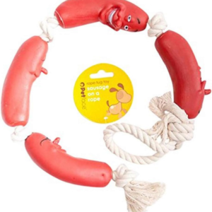 Sausage on a Rope Dog Toy, Red,All Breed Sizes