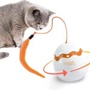 Dino Egg Spinner, Moving Pet Toy for Indoor Cats, Automatic Spinning Whirls Tail to Entice Play, Automatic Rolling Toy for Cats,360-Degree Rotation with Whirligig Tail for Cats